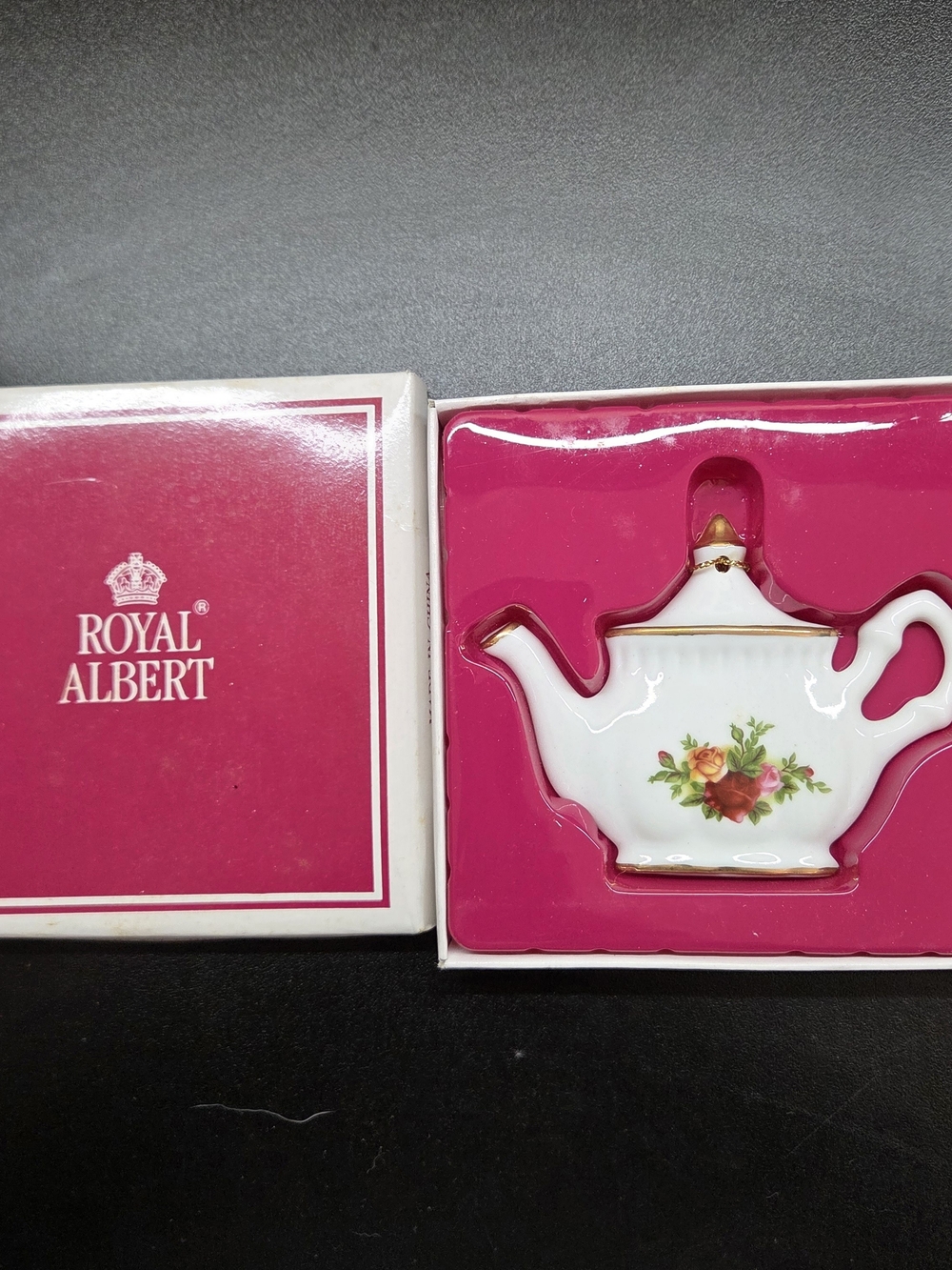 Royal Albert White Teapot Accent with Floral Detail and Gold Trim
